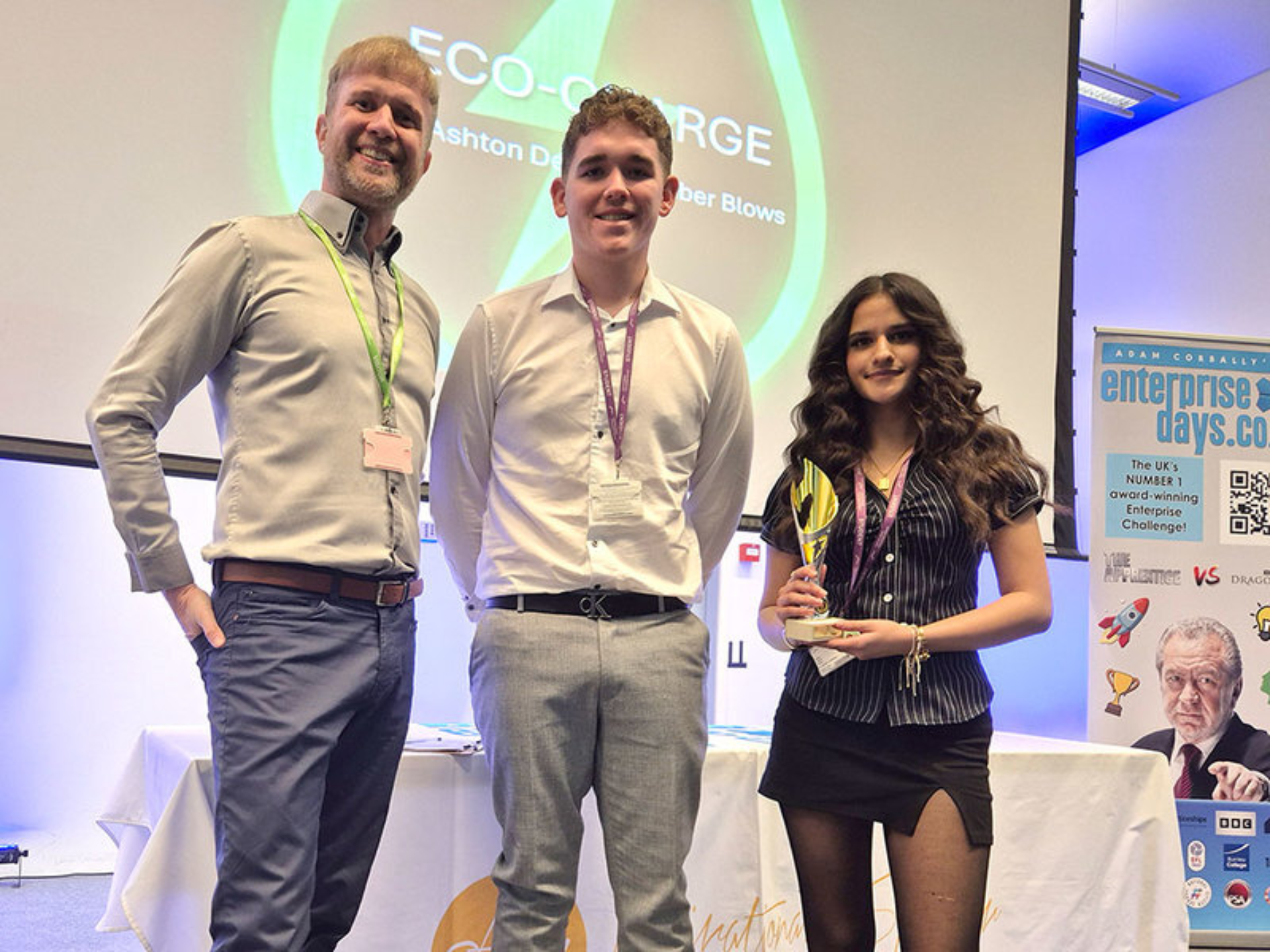 Content Adam with Southend winners Amber Blows and Ashton Deven